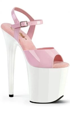 Pleaser FLAMINGO-809 Baby Pink/White Patent Heels