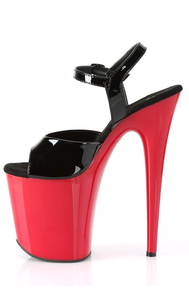 Pleaser FLAMINGO-809 Black Patent & Red Heels 5 Pleaser FLAMINGO-809 Black Patent & Red Heels