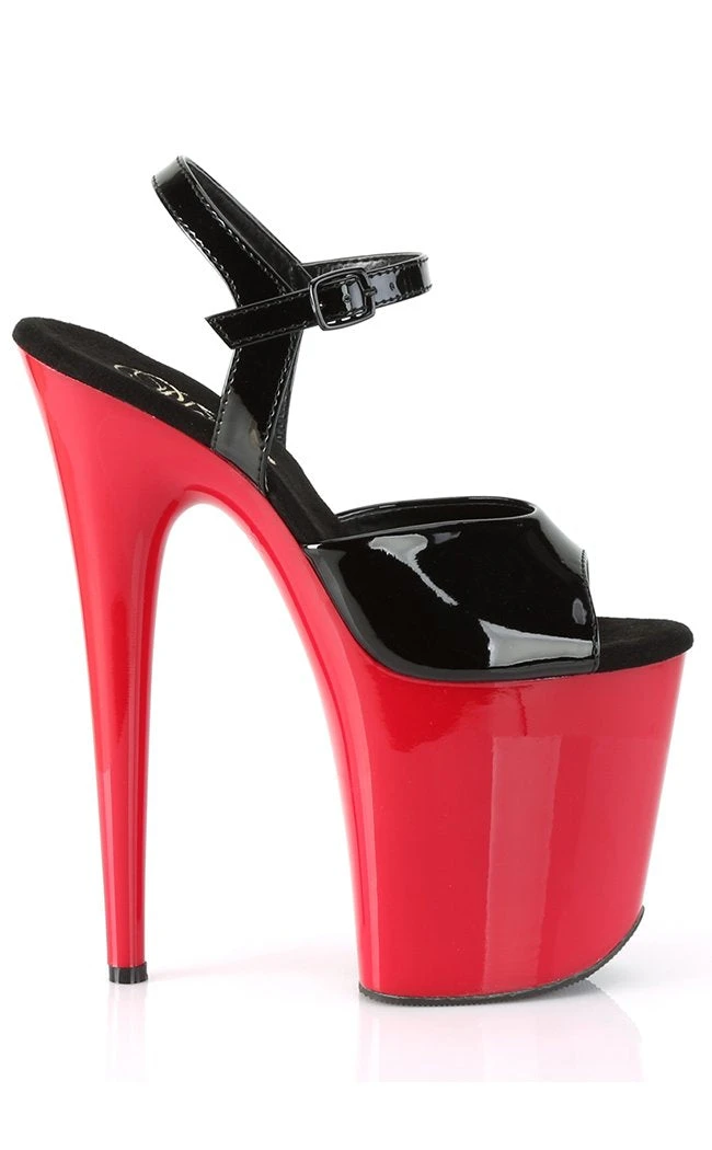 Pleaser FLAMINGO-809 Black Patent & Red Heels 7 Pleaser FLAMINGO-809 Black Patent & Red Heels
