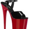 Pleaser FLAMINGO-809 Black Patent & Red Heels