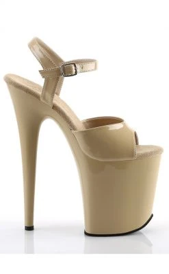 Pleaser FLAMINGO-809 Cream Patent Heels Pole Shoes