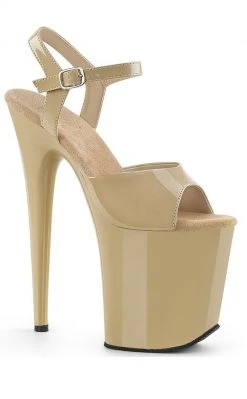 Pleaser FLAMINGO-809 Cream Patent Heels Pole Shoes