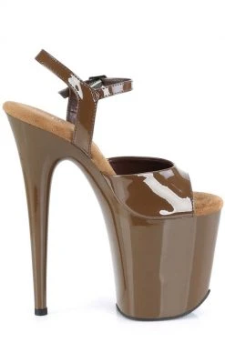 Pleaser Pole Shoes FLAMINGO-809 Mocha Patent Heels