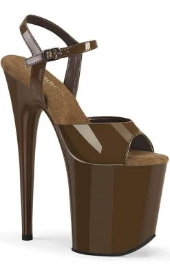 Pleaser Pole Shoes FLAMINGO-809 Mocha Patent Heels