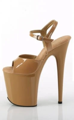 Pleaser Pole Shoes FLAMINGO-809 Toffee Patent Heels