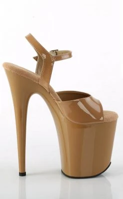 Pleaser Pole Shoes FLAMINGO-809 Toffee Patent Heels