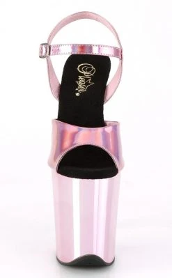 Pleaser FLAMINGO-809HG Baby Pink Hologram Chrome Heels Pole Shoes