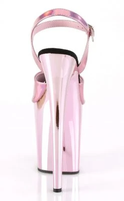 Pleaser FLAMINGO-809HG Baby Pink Hologram Chrome Heels Pole Shoes