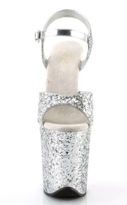 Pleaser FLAMINGO-810LG Silver Glitter Heels