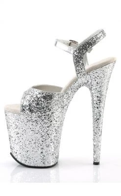 Pleaser FLAMINGO-810LG Silver Glitter Heels