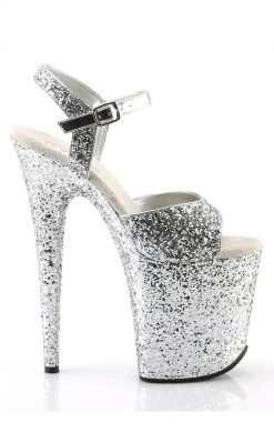 Pleaser FLAMINGO-810LG Silver Glitter Heels