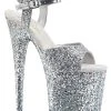 Pleaser FLAMINGO-810LG Silver Glitter Heels