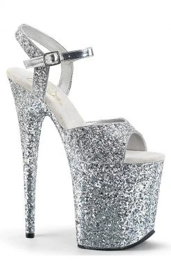 Pleaser FLAMINGO-810LG Silver Glitter Heels