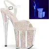 Pleaser Pole Shoes FLAMINGO-810UVG Neon Opal Glitter Heels