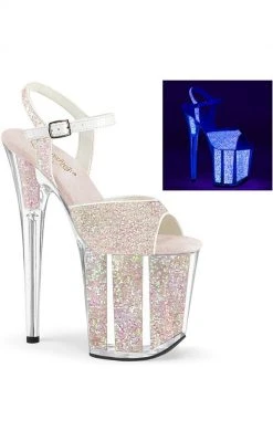 Pleaser Pole Shoes FLAMINGO-810UVG Neon Opal Glitter Heels