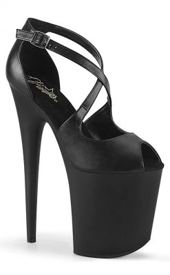 Pleaser FLAMINGO-821 Black Peep Toe Heels Pole Shoes