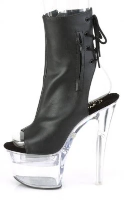 Pleaser FLASHDANCE-1018-7 Black Matte Colour Changing Boots Pole Shoes