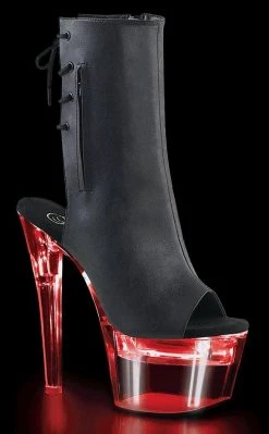 Pleaser FLASHDANCE-1018-7 Black Matte Colour Changing Boots Pole Shoes