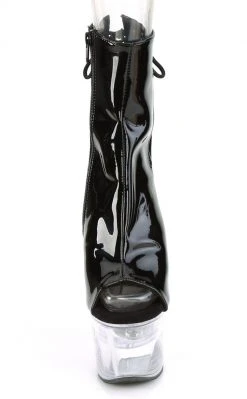 Pleaser FLASHDANCE-1018-7 Black Patent Colour Changing Boots Pole Shoes