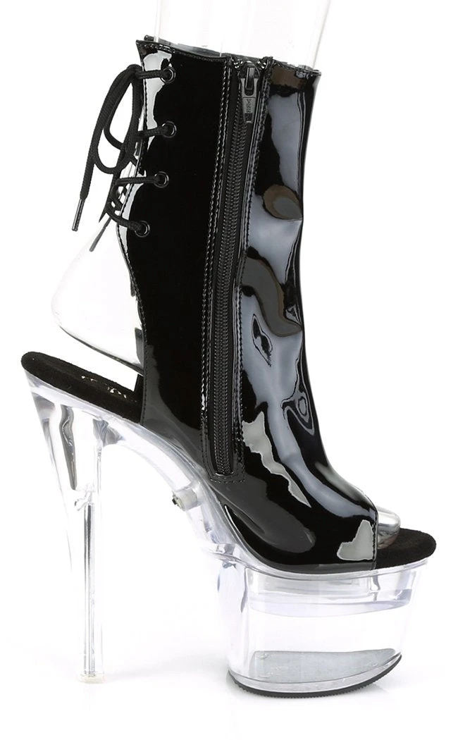 Pleaser FLASHDANCE-1018-7 Black Patent Colour Changing Boots Pole Shoes 7 Pleaser FLASHDANCE-1018-7 Black Patent Colour Changing Boots Pole Shoes