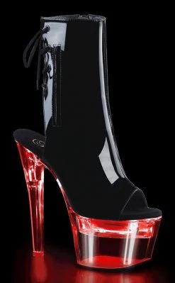 Pleaser FLASHDANCE-1018-7 Black Patent Colour Changing Boots Pole Shoes