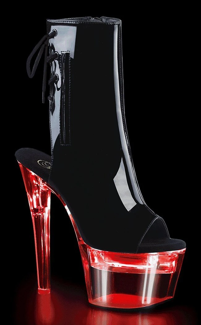 Pleaser FLASHDANCE-1018-7 Black Patent Colour Changing Boots Pole Shoes 3 Pleaser FLASHDANCE-1018-7 Black Patent Colour Changing Boots Pole Shoes
