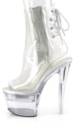 Pleaser Pole Shoes FLASHDANCE-1018C-7 Light-up Clear Ankle Bootie