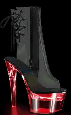 Pleaser Pole Shoes FLASHDANCE-1018C-7 Light-up Clear Ankle Bootie