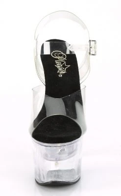 Pleaser FLASHDANCE-708 Black Light-up Platform Heels Pole Shoes