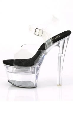 Pleaser FLASHDANCE-708 Black Light-up Platform Heels Pole Shoes