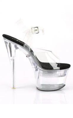 Pleaser FLASHDANCE-708 Black Light-up Platform Heels Pole Shoes