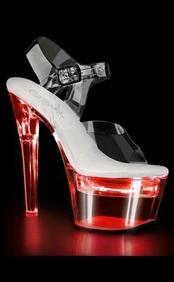 Pleaser Pole Shoes FLASHDANCE-708 Clear Light-up Platform Heels