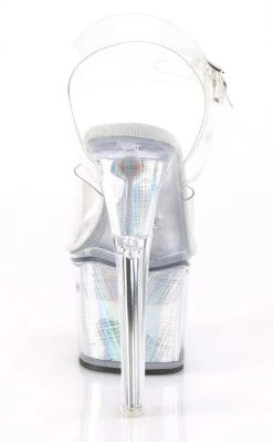 Pleaser FLASHDANCE-708SCH Clear & Holo Light-up Platform Heels Pole Shoes