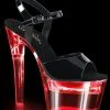 Pleaser FLASHDANCE-709 Black Light-up Platform Heels Pole Shoes
