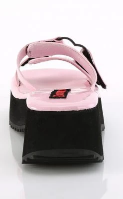 Demonia Shoes FLIP-12 Baby Pink Holo Heart Slides