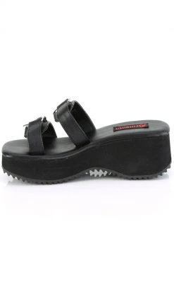 Demonia FLIP-12 Black Matte Heart Slides