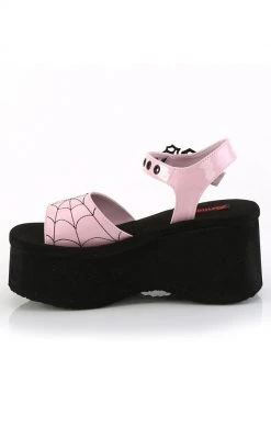 Demonia FUNN-10 Baby Pink Patent Holo Spiderweb Sandals 9 Demonia FUNN-10 Baby Pink Patent Holo Spiderweb Sandals