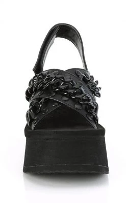 Demonia Shoes FUNN-12 Black Matte Chain Slides