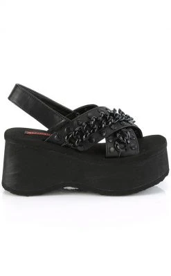 Demonia Shoes FUNN-12 Black Matte Chain Slides 11 Demonia Shoes FUNN-12 Black Matte Chain Slides