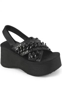 Demonia Shoes FUNN-12 Black Matte Chain Slides