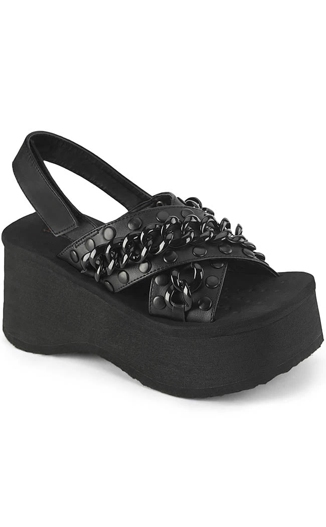 Demonia Shoes FUNN-12 Black Matte Chain Slides 3 Demonia Shoes FUNN-12 Black Matte Chain Slides