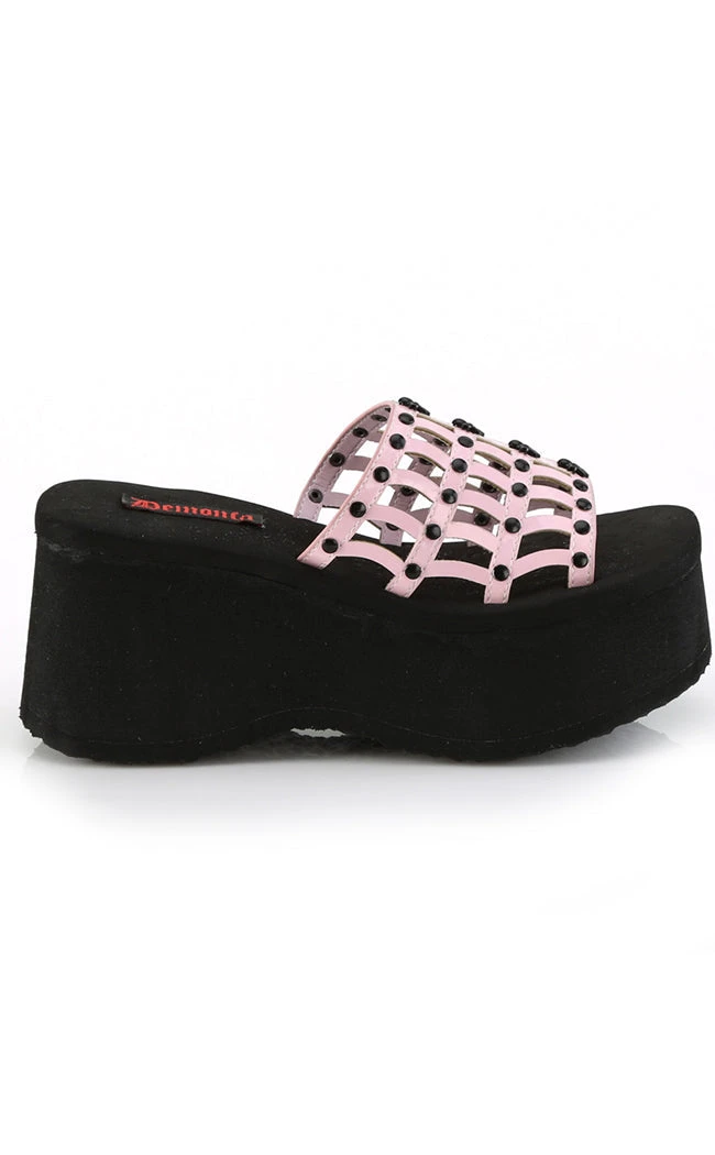 Demonia FUNN-13 Baby Pink Holo Spiderweb Slides 7 Demonia FUNN-13 Baby Pink Holo Spiderweb Slides