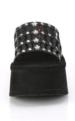 Demonia Shoes FUNN-13 Black Vegan Spiderweb Slides