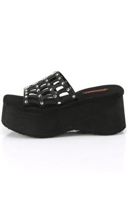 Demonia Shoes FUNN-13 Black Vegan Spiderweb Slides