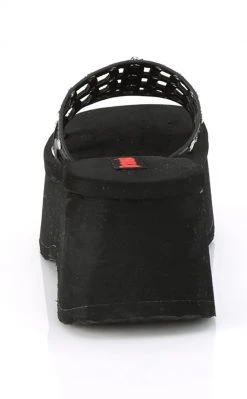 Demonia Shoes FUNN-13 Black Vegan Spiderweb Slides