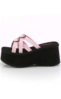Demonia FUNN-15 Baby Pink Patent Heart Slides