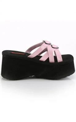 Demonia FUNN-15 Baby Pink Patent Heart Slides