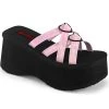Demonia FUNN-15 Baby Pink Patent Heart Slides