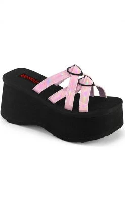 Demonia FUNN-15 Baby Pink Patent Heart Slides