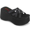 Demonia FUNN-15 Black Matte Heart Slides Shoes